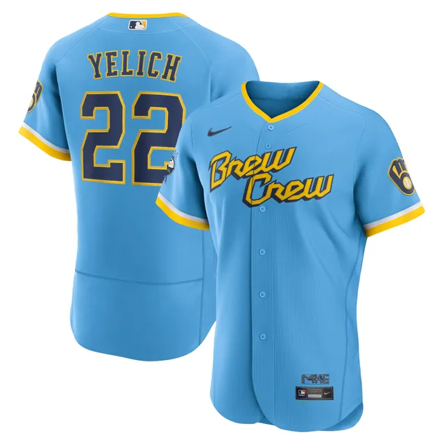 Milwaukee Brewers Nike Official Replica Home Jersey - Mens with Yelich 22  printing