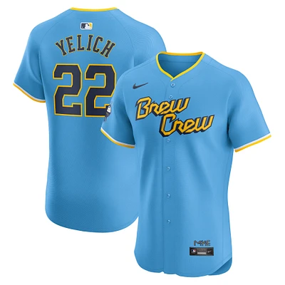 Men's Nike Christian Yelich Powder Blue Milwaukee Brewers City Connect Elite Player Jersey