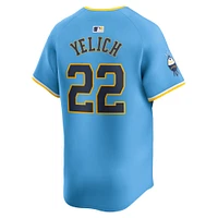 Maillot de joueur Nike Christian Yelich Powder Blue Milwaukee Brewers City Connect Limited pour hommes