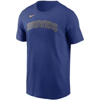 T-shirt Nike Christian Yelich Royal Milwaukee Brewers avec nom et numéro pour homme