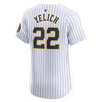 Maillot de joueur d'élite alternatif Nike Christian Yelich pour homme des Milwaukee Brewers, blanc