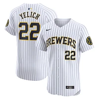 Maillot de joueur d'élite alternatif Nike Christian Yelich pour homme des Milwaukee Brewers, blanc