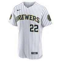 Maillot de joueur authentique alternatif des Milwaukee Brewers Nike Christian Yelich blanc pour homme