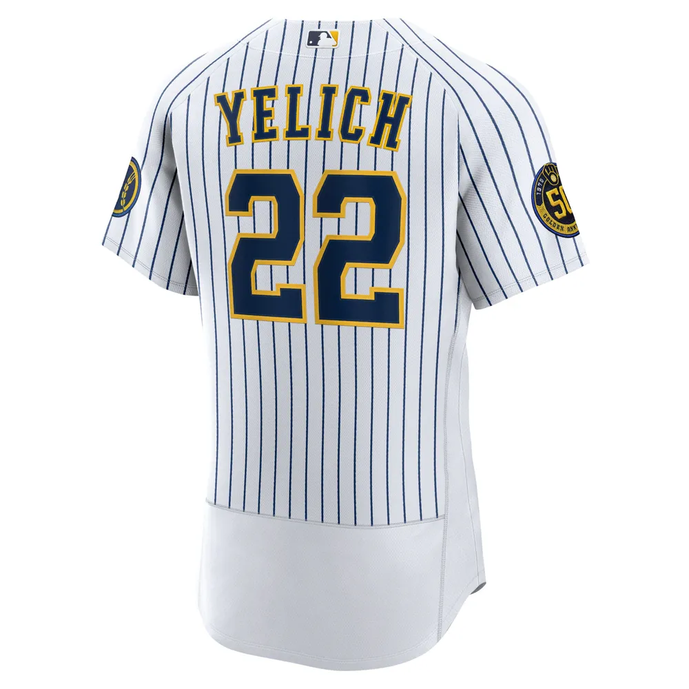 Maillot de joueur authentique alternatif des Milwaukee Brewers Nike Christian Yelich blanc pour homme