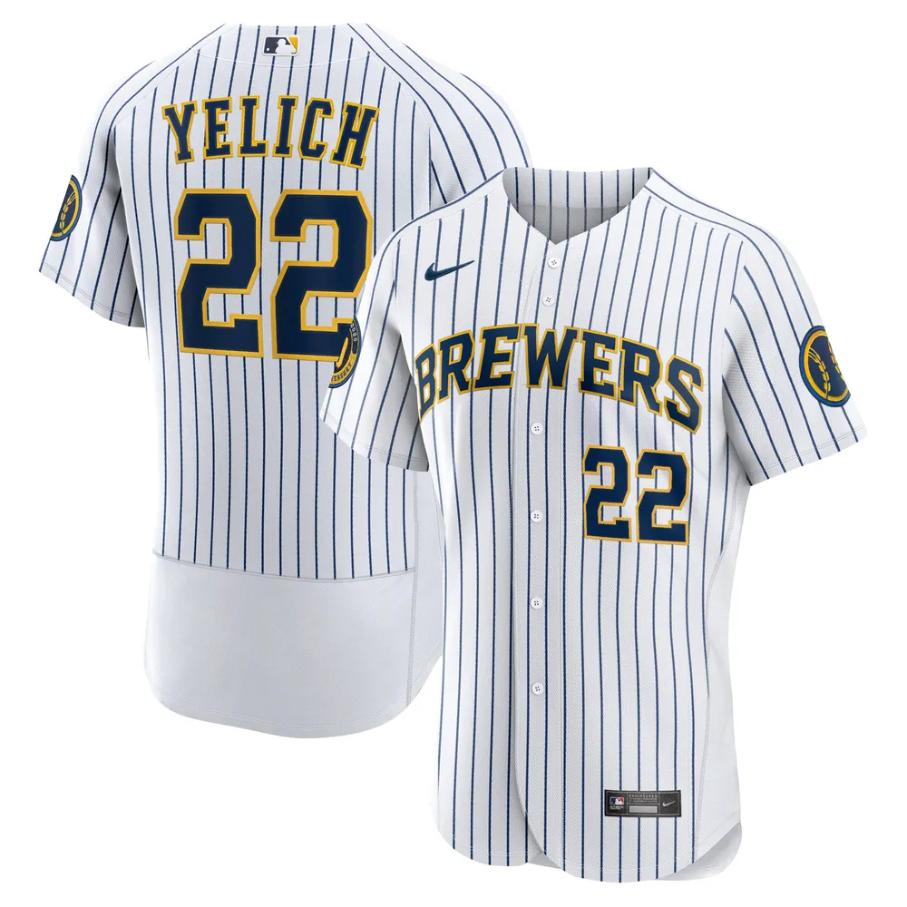 Maillot de joueur authentique alternatif des Milwaukee Brewers Nike Christian Yelich blanc pour homme