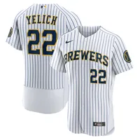 Maillot de joueur authentique alternatif l'équipe des Milwaukee Brewers Nike Christian Yelich blanc pour homme