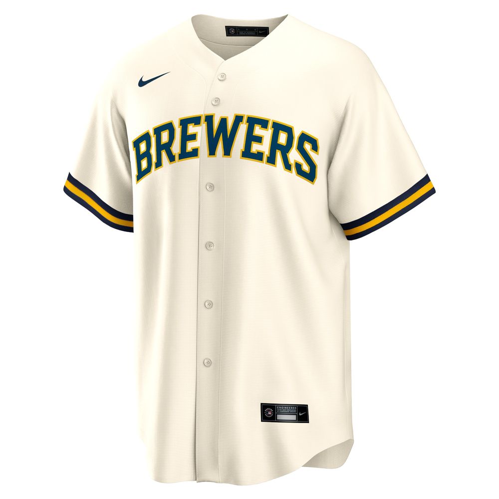 Men's Nike Cream Milwaukee Brewers Home Blank Replica Jersey