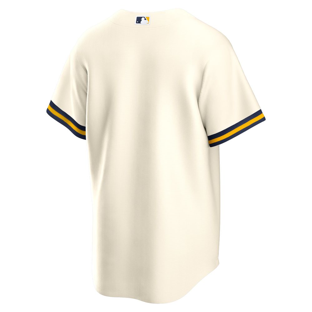 Men's Nike Cream Milwaukee Brewers Home Blank Replica Jersey