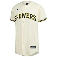 Men's Nike Cream Milwaukee Brewers Home Elite Jersey