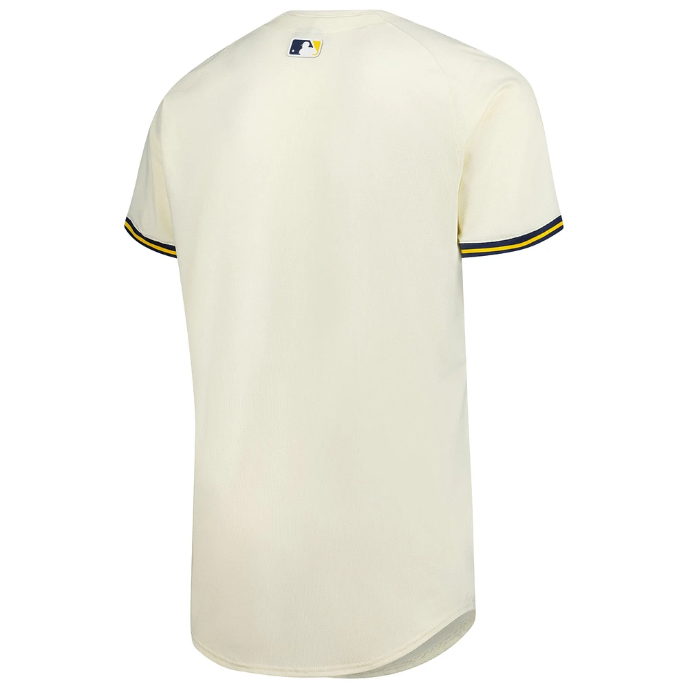 Men's Nike Cream Milwaukee Brewers Home Elite Jersey