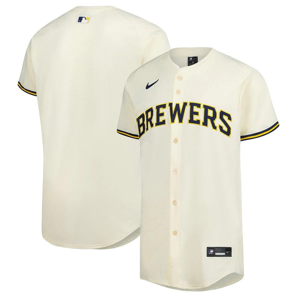 Men's Nike Cream Milwaukee Brewers Home Elite Jersey