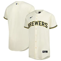 Men's Nike Cream Milwaukee Brewers Home Elite Jersey