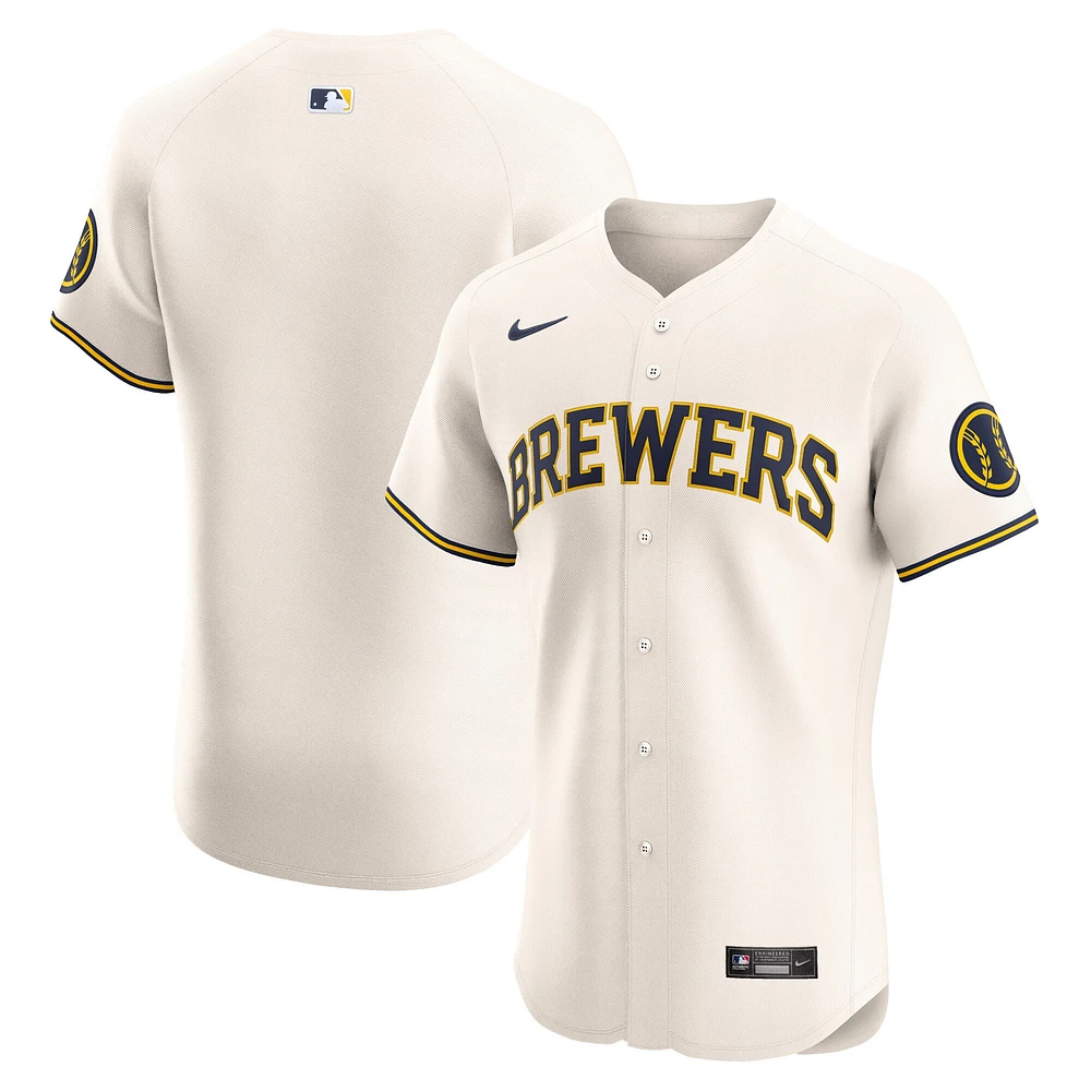 Maillot Nike Cream Milwaukee Brewers Domicile Elite pour homme