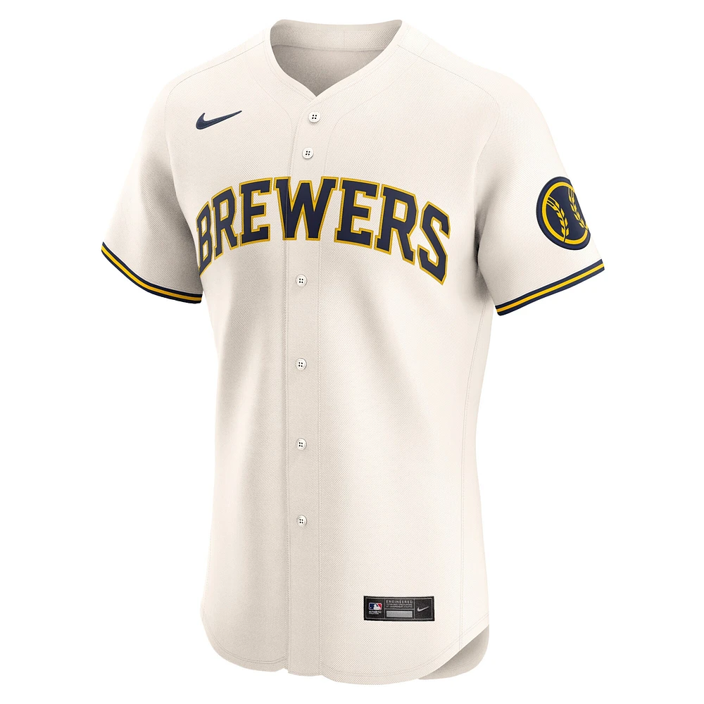 Maillot Nike Cream Milwaukee Brewers Domicile Elite pour homme