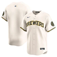 Maillot Nike crème à domicile limité Milwaukee Brewers pour homme