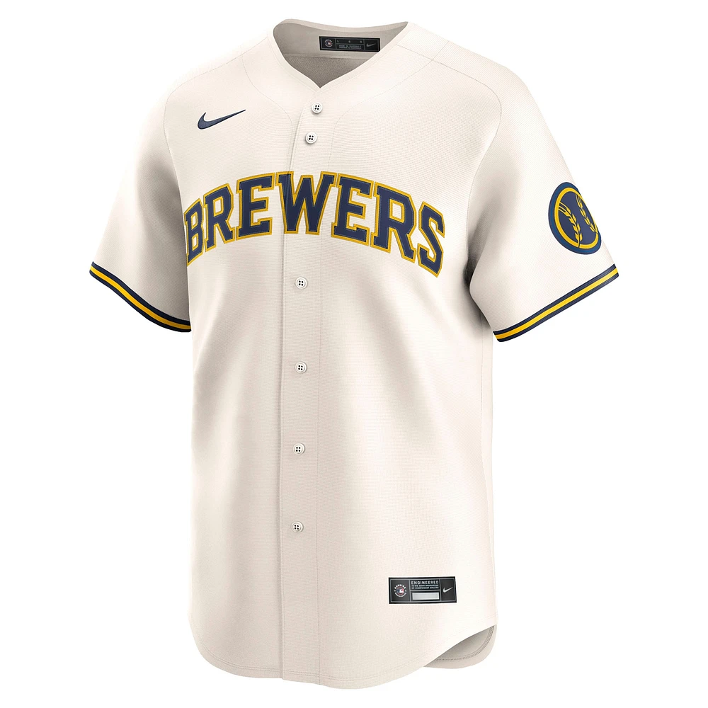 Maillot Nike crème à domicile limité Milwaukee Brewers pour homme