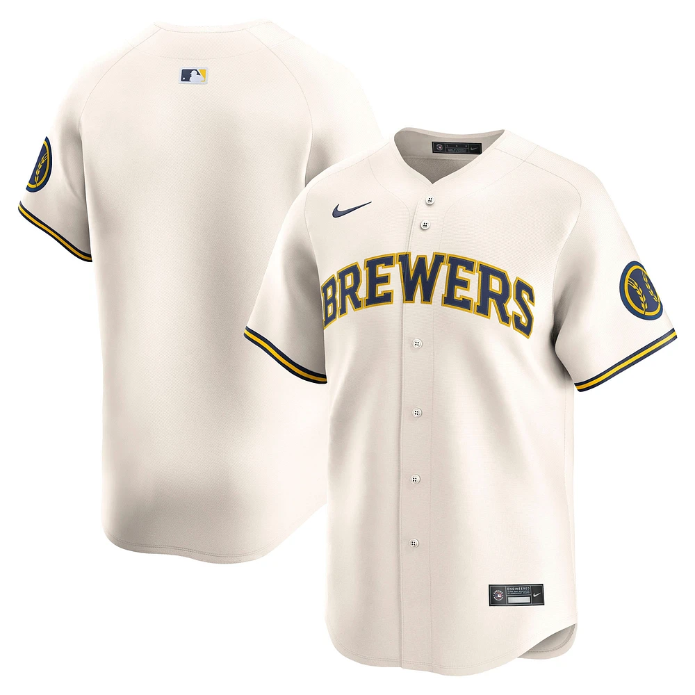 Men's Nike Cream Milwaukee Brewers Home Limited Jersey