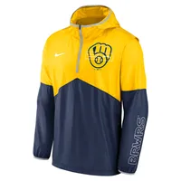 Men's Nike Gold/Navy Milwaukee Brewers Overview Half-Zip Hoodie Jacket