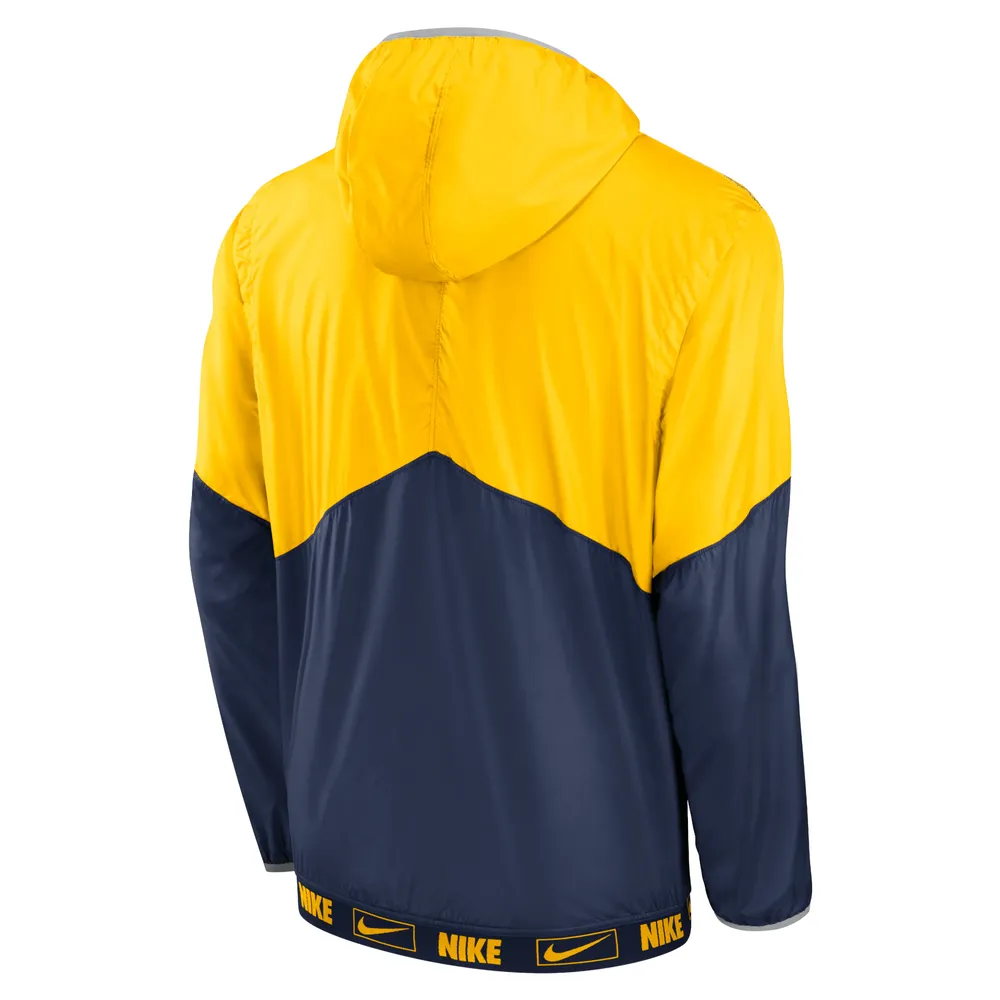 Men's Nike Gold/Navy Milwaukee Brewers Overview Half-Zip Hoodie Jacket