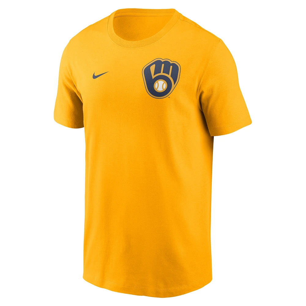 T-shirt Nike Gold 2-Hit pour homme des Milwaukee Brewers