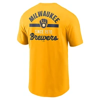 T-shirt Nike Gold 2-Hit pour homme des Milwaukee Brewers