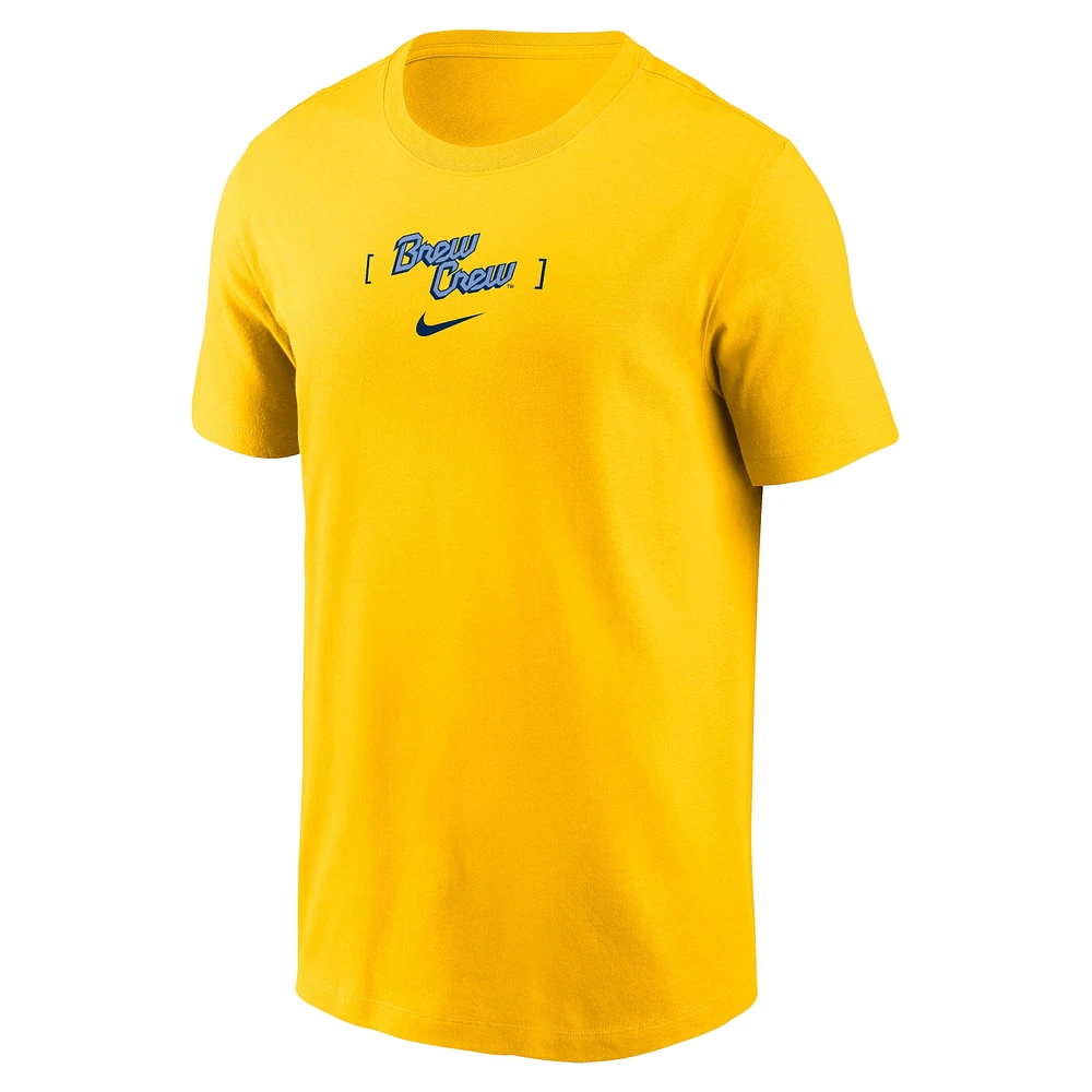 T-shirt Nike Gold Milwaukee Brewers City Connect 2-Hit pour homme