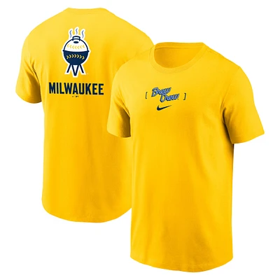 Men's Nike Gold Milwaukee Brewers City Connect 2-Hit T-Shirt