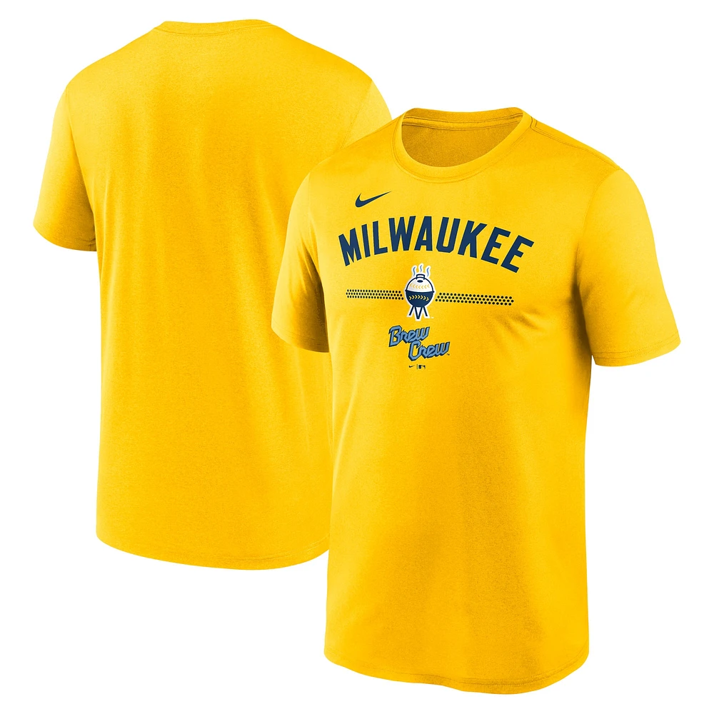 T-shirt Nike Milwaukee Brewers City Connect Legend Performance jaune pour homme