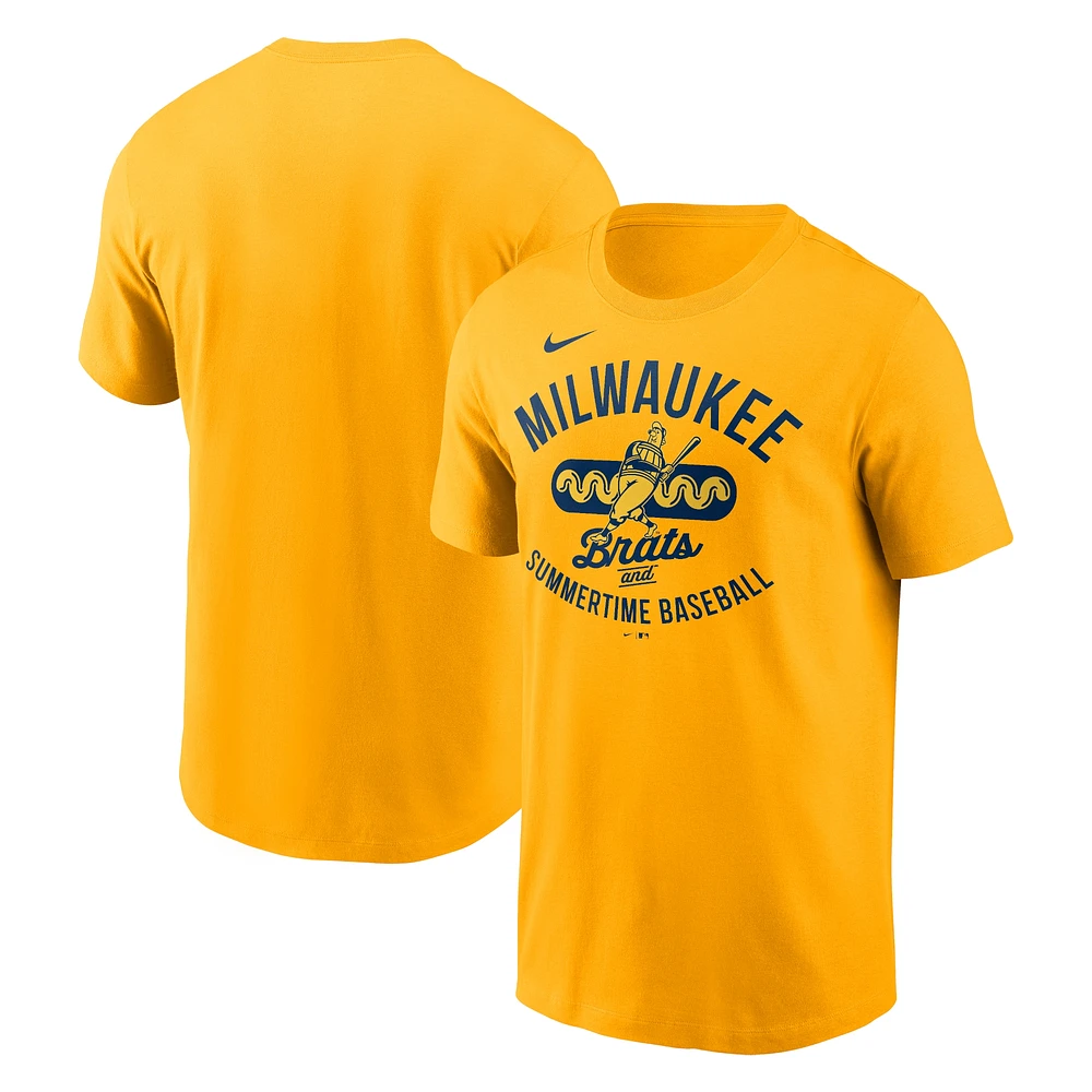 T-shirt Nike Gold Milwaukee Brewers Local Home Town pour hommes