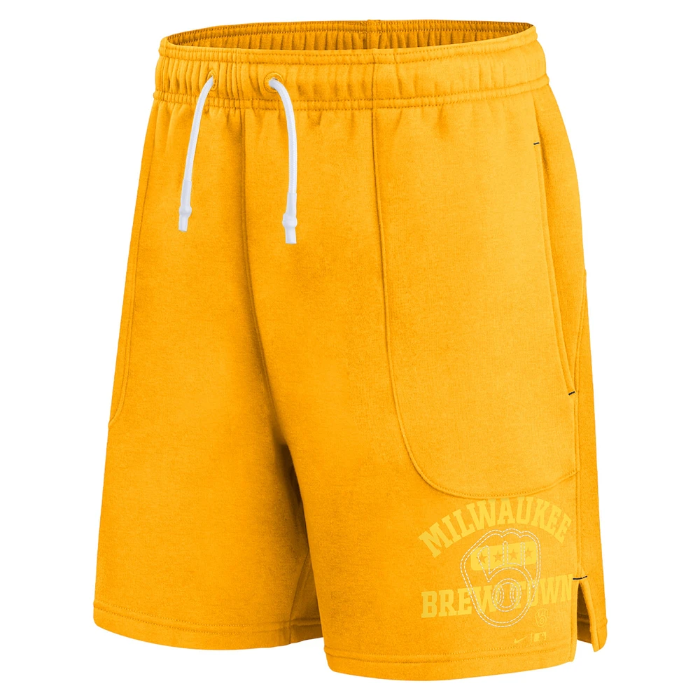 Men's Nike Gold Milwaukee Brewers Statement Ball Game Shorts