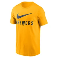 T-shirt Nike doré avec logo Swoosh des Milwaukee Brewers pour homme