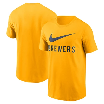 T-shirt Nike doré avec logo Swoosh des Milwaukee Brewers pour homme
