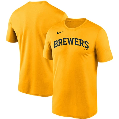 T-shirt Nike Gold Milwaukee Brewers Wordmark Legend Performance pour homme