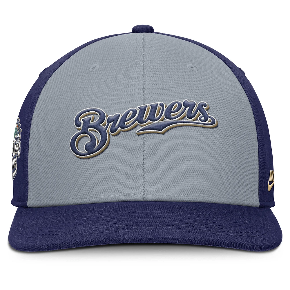 Men's Nike Gray/Navy Milwaukee Brewers Pro Performance Snapback Hat