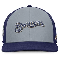 Men's Nike Gray/Navy Milwaukee Brewers Pro Performance Snapback Hat