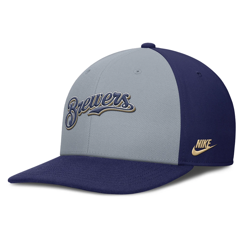 Men's Nike Gray/Navy Milwaukee Brewers Pro Performance Snapback Hat
