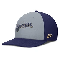 Men's Nike Gray/Navy Milwaukee Brewers Pro Performance Snapback Hat
