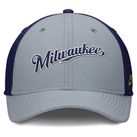 Men's Nike Gray/Navy Milwaukee Brewers Rise Swoosh Performance Flex Hat