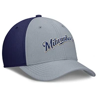 Men's Nike Gray/Navy Milwaukee Brewers Rise Swoosh Performance Flex Hat