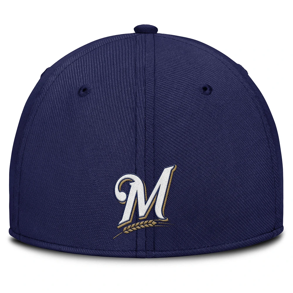 Men's Nike Gray/Navy Milwaukee Brewers Rise Swoosh Performance Flex Hat