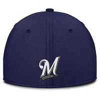 Men's Nike Gray/Navy Milwaukee Brewers Rise Swoosh Performance Flex Hat