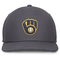 Casquette Snapback Nike Pro Performance grise pour homme des Milwaukee Brewers