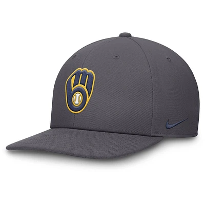 Casquette Snapback Nike Pro Performance grise pour homme des Milwaukee Brewers