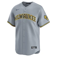 Men's Nike Gray Milwaukee Brewers Road Limited Jersey