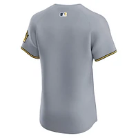 Maillot Nike gris Milwaukee Brewers Road Vapor Premier Elite Patch pour homme