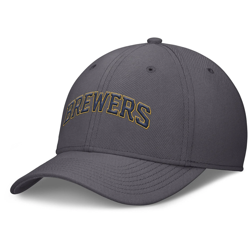 Men's Nike  Gray Milwaukee Brewers Swoosh Performance Flex Hat