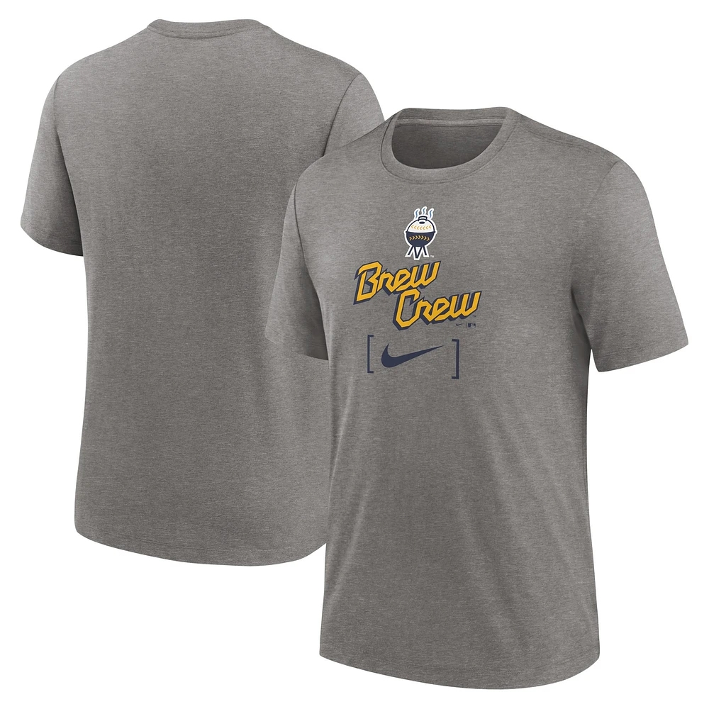 Men's Nike Heather Charcoal Milwaukee Brewers City Connect Tri-Blend T-Shirt