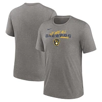 T-shirt à trois mélanges Nike Heather Charcoal Milwaukee Brewers We Are All pour homme