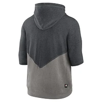 Sweat à capuche manches 3/4 Nike Heather Grey/Heather Charcoal pour hommes des Milwaukee Brewers 2023 Postseason Authentic Collection Flux Performance