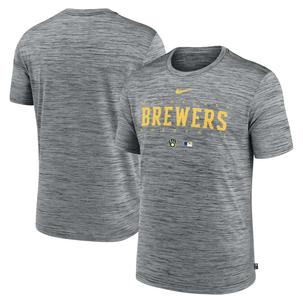 T-shirt Nike Milwaukee Brewers Authentic Collection Velocity Performance Practice pour homme, gris chiné